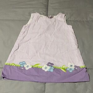 Gymboree Lavender and White Striped Dress with Floral Accents